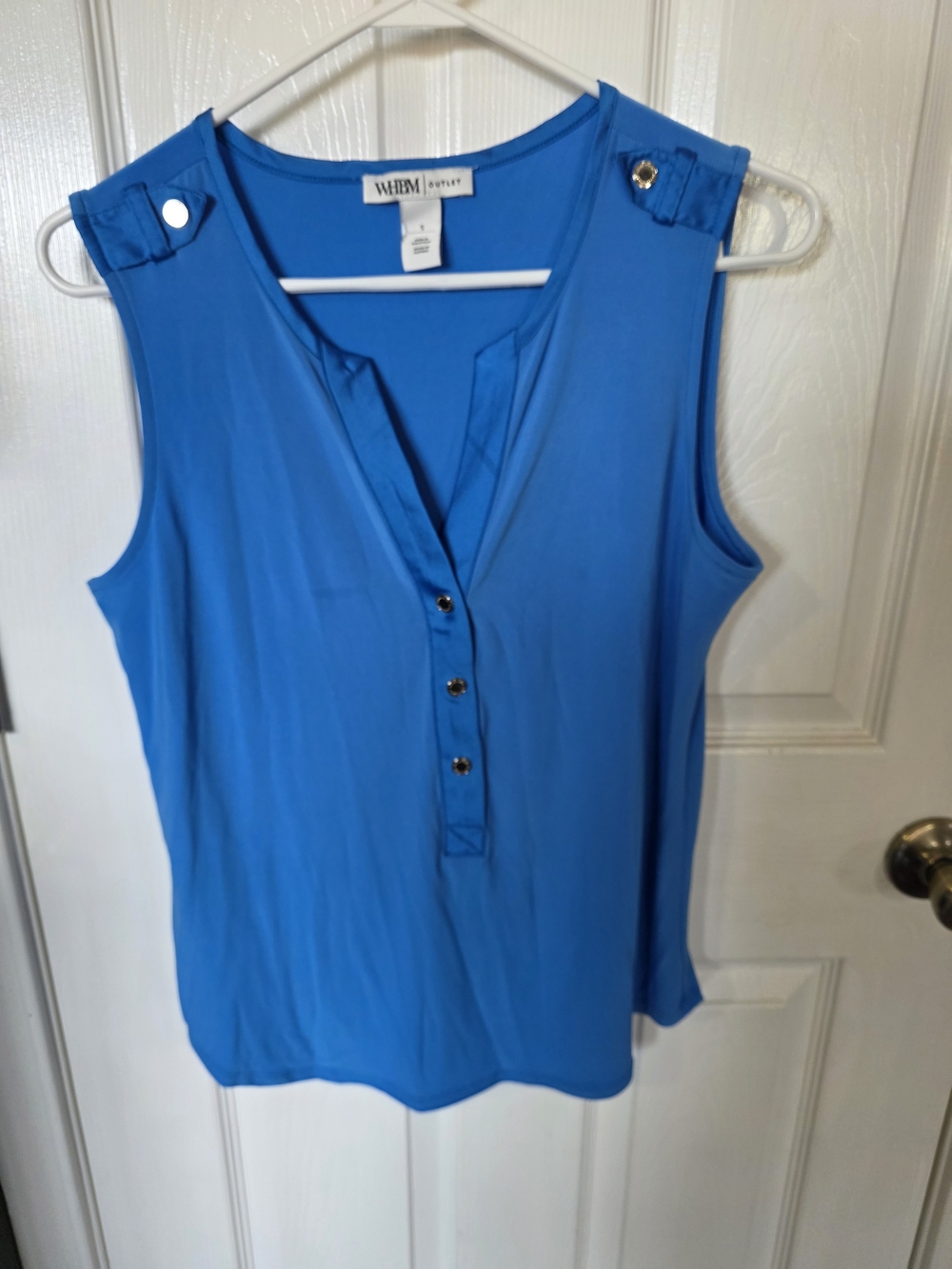 White House Black Market Vibrant Blue Sleeveless V-Neck Shell Top